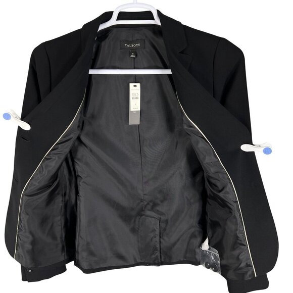 Talbots NWT Womens 8 Black Two Piece Suit Set Blazer Pants Career Wear MSRP $318 - Picture 8 of 16